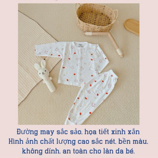 Bộ quần áo ngắn dài tay thun lạnh nền trắng họa tiết thú đáng yêu cho bé 5-15kg babyhome