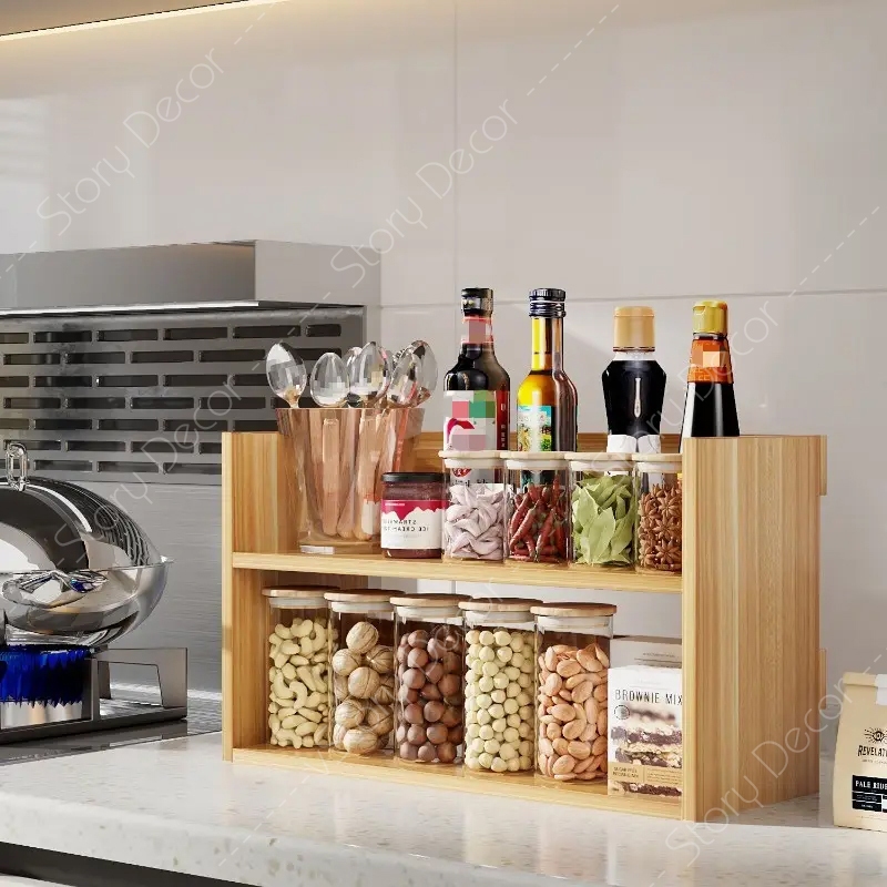 Kệ gỗ để đồ gia vị nhiều tầng, kệ nhà bếp đa năng