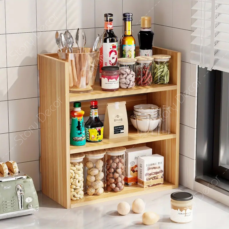 Kệ gỗ để đồ gia vị nhiều tầng, kệ nhà bếp đa năng