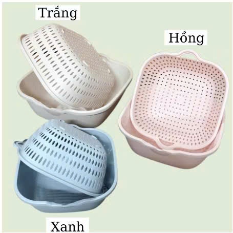 Bộ Thau Rổ Nhựa Châu Hưng (H33) Hàng Dày Màu Trang Nhã Tiện Lợi