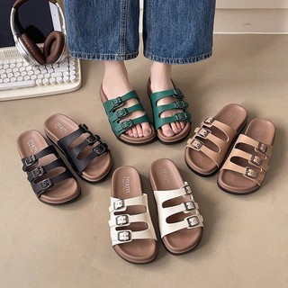 Dép quai ngang nữ 3 khuy cài , sandal nữ đế bệt bền đẹp Đen , trắng hồng đậm Mã 71