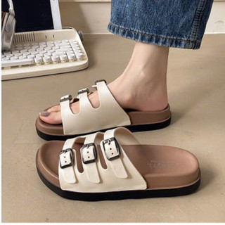 Dép quai ngang nữ 3 khuy cài , sandal nữ đế bệt bền đẹp Đen , trắng hồng đậm Mã 71
