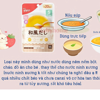 Bột Nước Dùng Dashi Pigeon 5M+ Nhật Bản - Cá Ngừ Rong Biển, Gà Phô Mai, Rau Củ - Giúp Bé Ăn Ngon, Phát Triển Toàn Diện