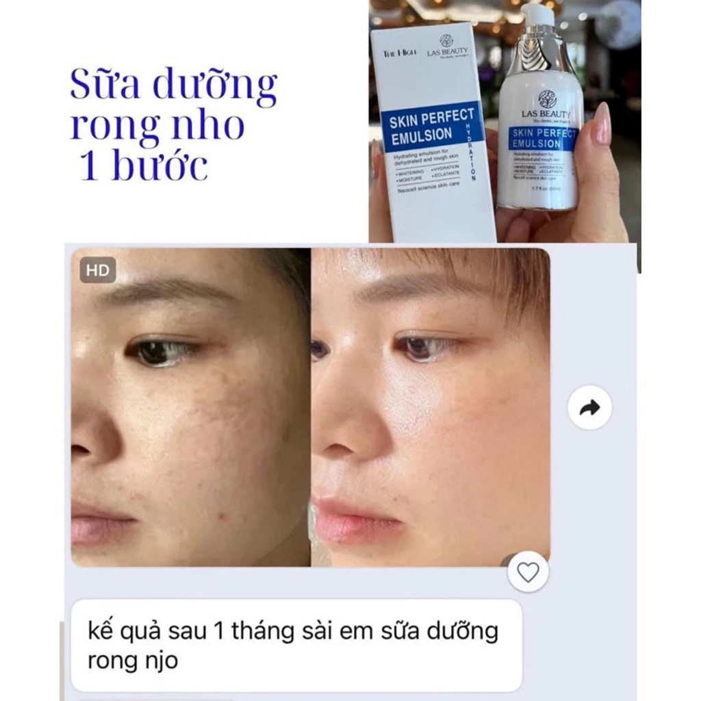 [Mua 2 Tặng 2] Combo 2 Sữa dưỡn Rong Nho Nhật Bản Las Beauty 50ml Tặng 2 Mặt Nạ giúp căng bóng và phục hồi da