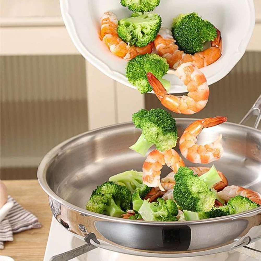 Chảo chống dính Inox SUS 304 nguyên khối dễ dàng vệ sinh, sử dụng cho mọi loại bếp