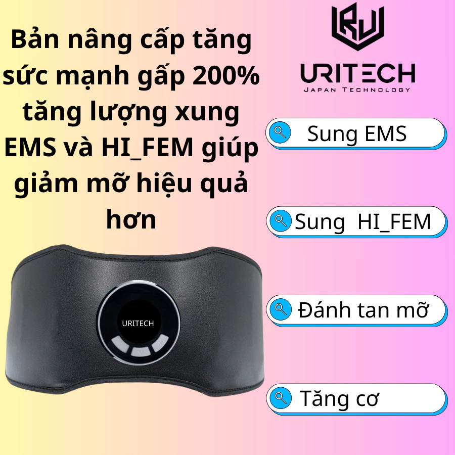 Máy mát Xa Đánh Tan Mỡ Bụng URITECH Ab Domial- Đai Massage giảm mỡ bụng làm thon bụng
