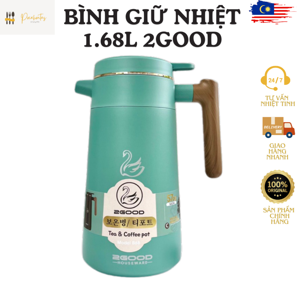 Bình giữ nhiệt 2GOOD B68, phích giữ nhiệt 2GOOD, 1680ML, bảng điện tử ...