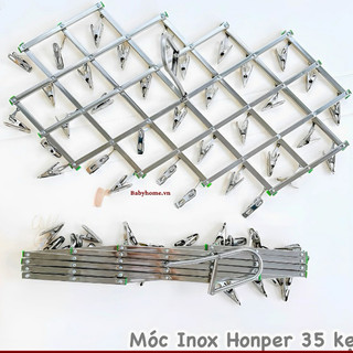 Móc chùm phơi đồ cho bé inox chính hãng Honper gấp gọn 35 kẹp
