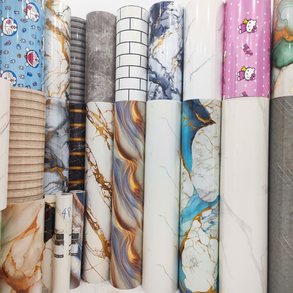 COMBO 10 Cuộn pvc vân đá khổ 1.2m *3m và 0.6m*3m sẵn keo tự dính, dày ...