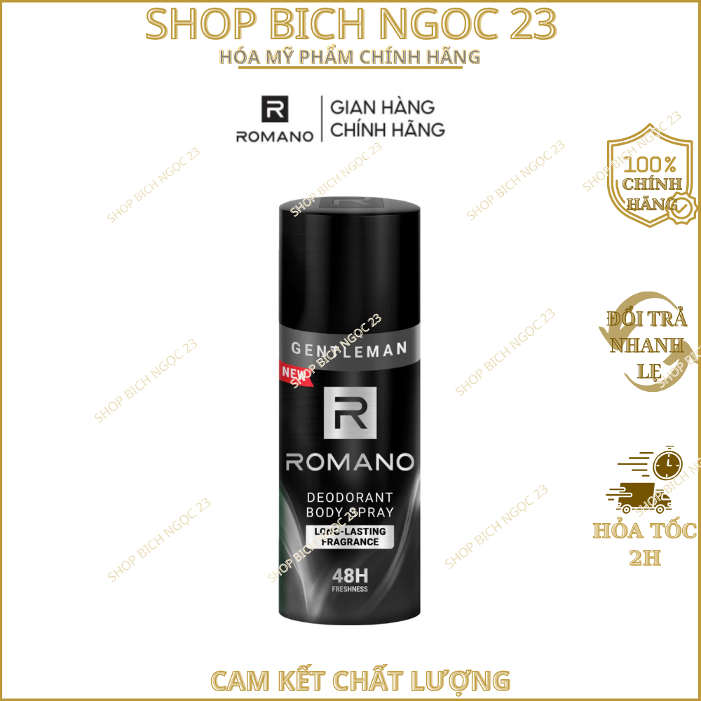 Xịt khử mùi toàn thân ngăn mồ hôi và mùi cơ thể Romano Attitude/Gentleman/Force/Classic 150ml
