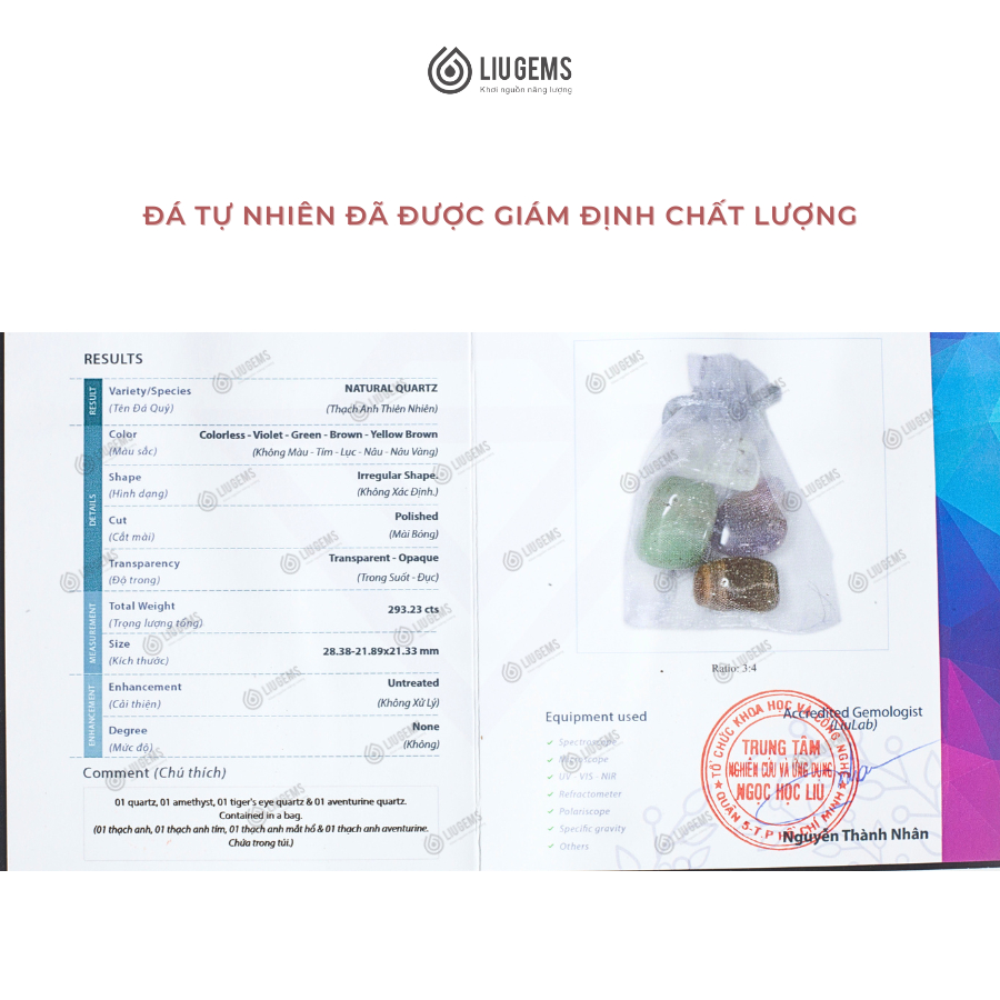 Túi Đá Năng Lượng Liugems Mix Đá Phong Thủy Mang Đến Sự Lạc Quan, Tích Cực PK06
