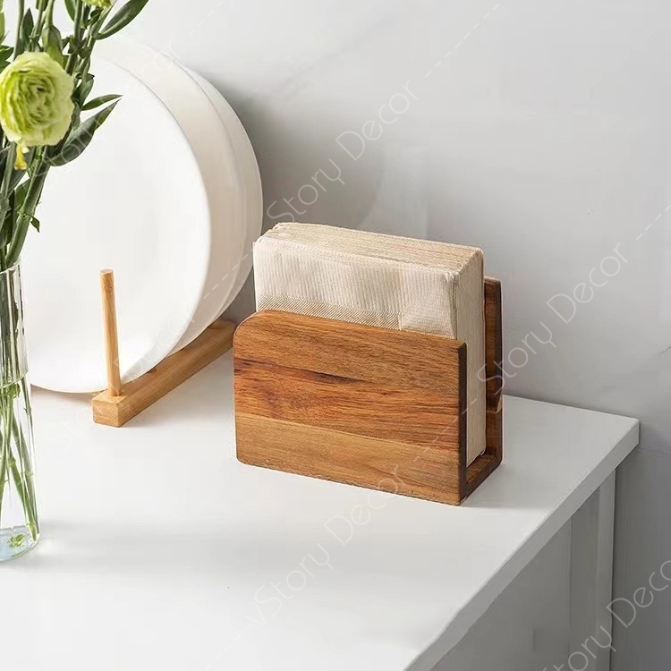 Khay gỗ đựng giấy ăn nhà hàng, khách sạn, cafe sang trọng đa năng