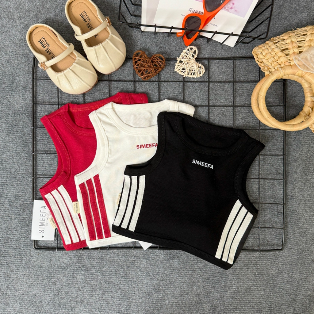 Ảnh Áo Ba Lỗ Bé Gái Dáng Ngắn Phong Cách Thể Thao Năng Động, Thấm Hút Mồ Hôi Tốt - Babyboo- Pibo Store-T2-BLS 2