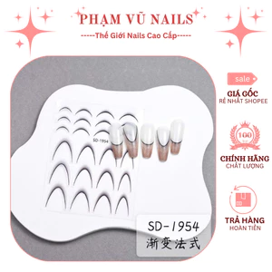 Sticker lụa 5D dặm ombre fen đầu móng trắng đen, stick french đầu móng trang trí móng tay nail