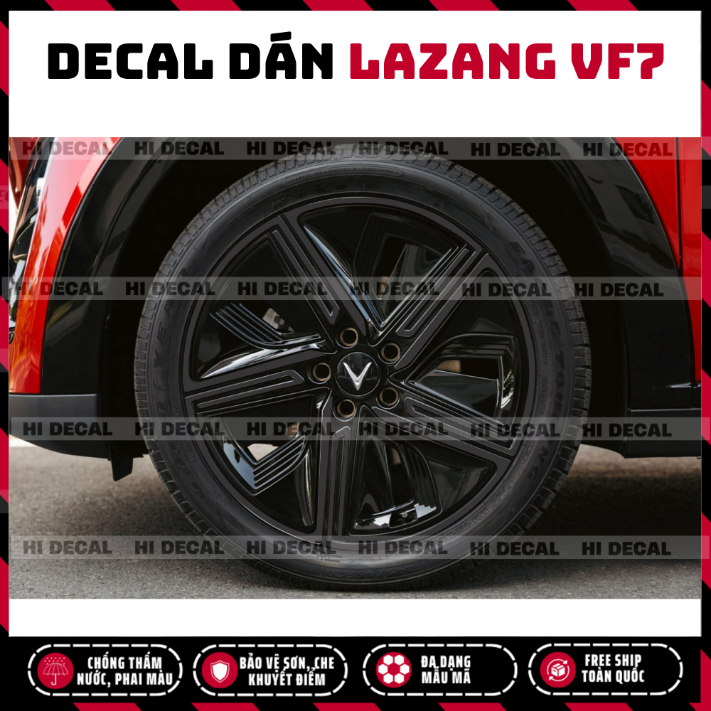 Tem dán mâm VF7 Plus Eco, decal dán lazang VF7  tạo điểm nhấn cho xe