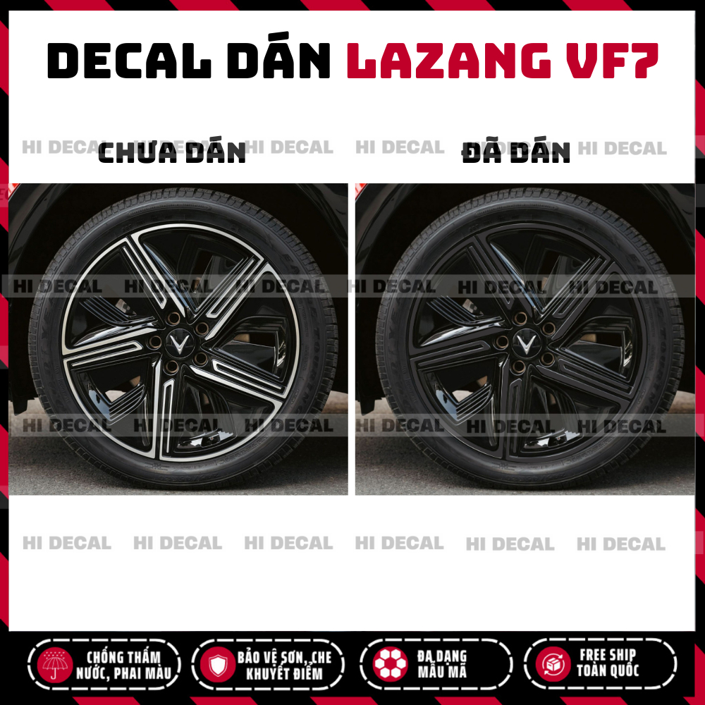 Tem dán mâm VF7 Plus Eco, decal dán lazang VF7  tạo điểm nhấn cho xe