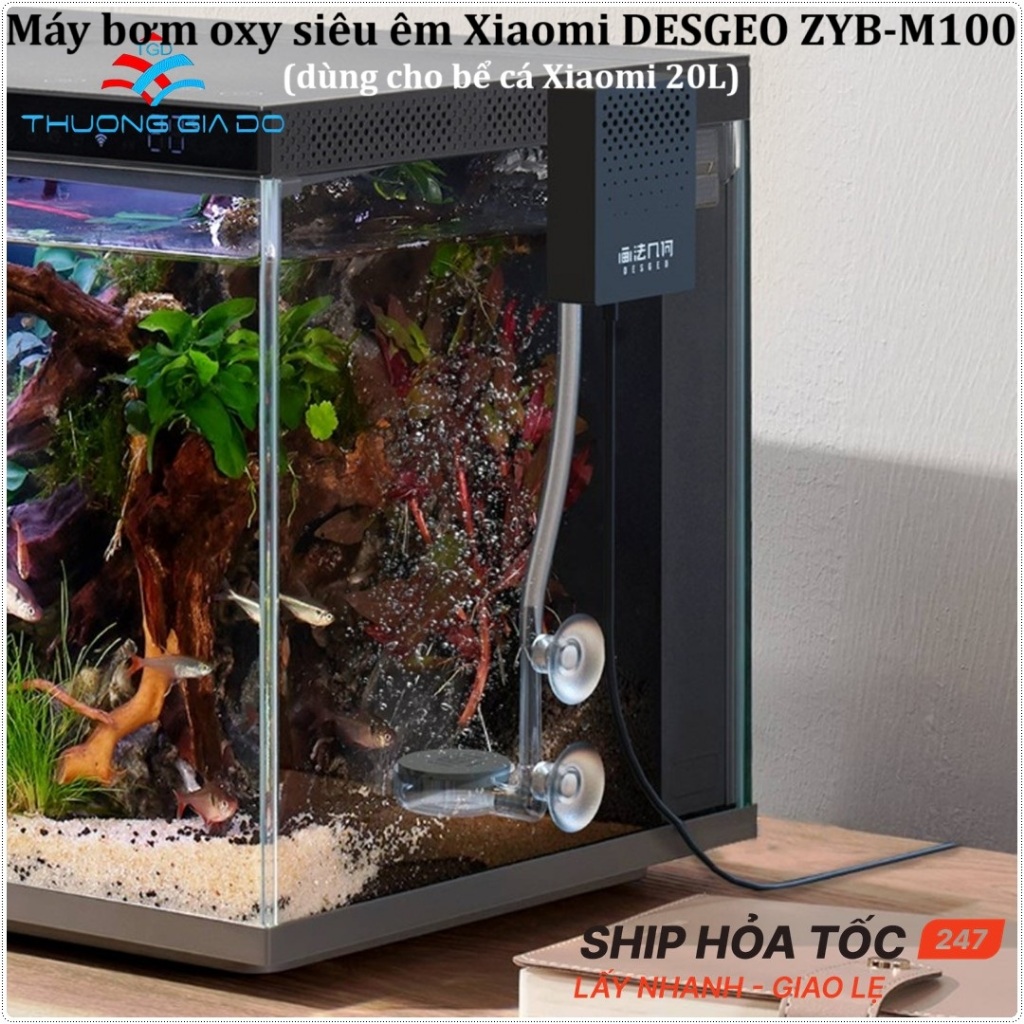 Máy bơm oxy siêu êm, máy sủi bọt Xiaomi DESGEO ZYB-M100 (dùng cho bể cá  Xiaomi 20L)