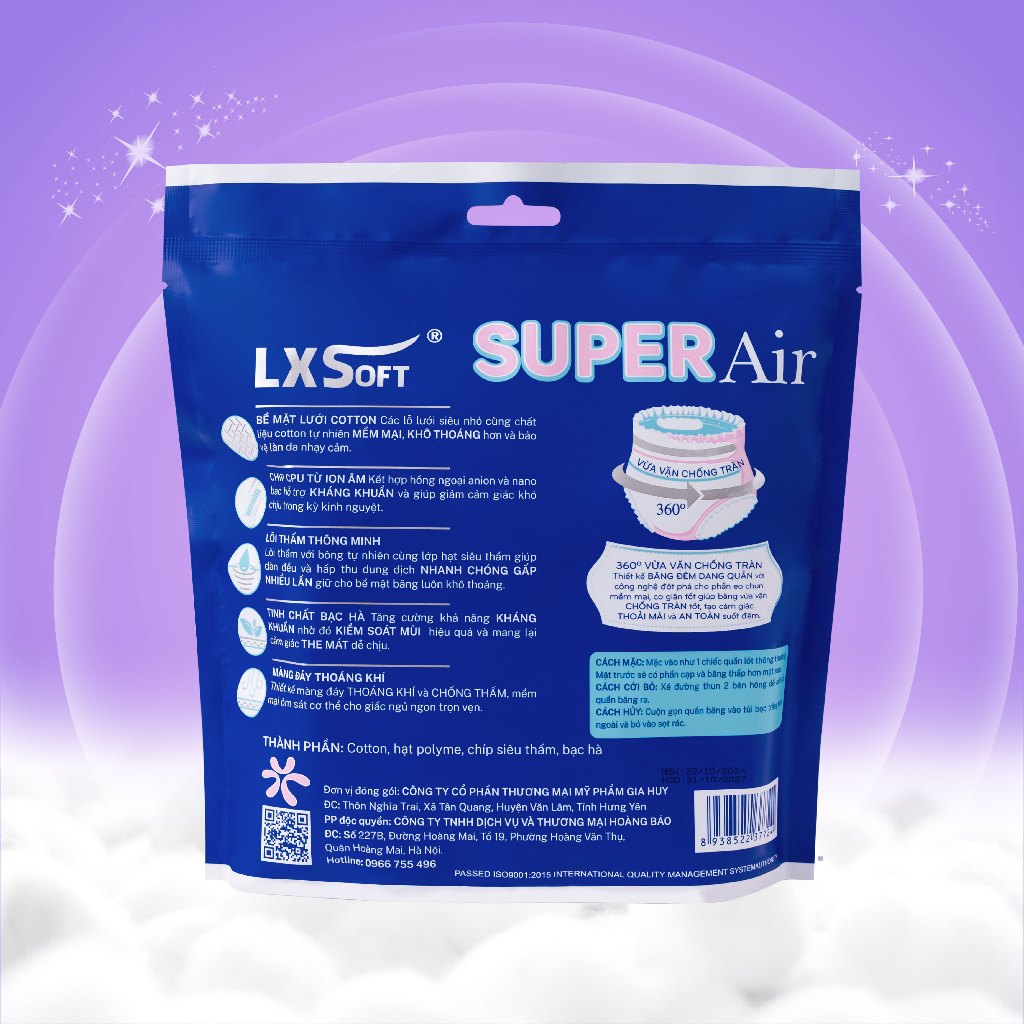 Băng vệ sinh dạng Quần LXSoft siêu mềm mại, thoải mái, thấm hút chống tràn cho giấc ngủ trọn vẹn