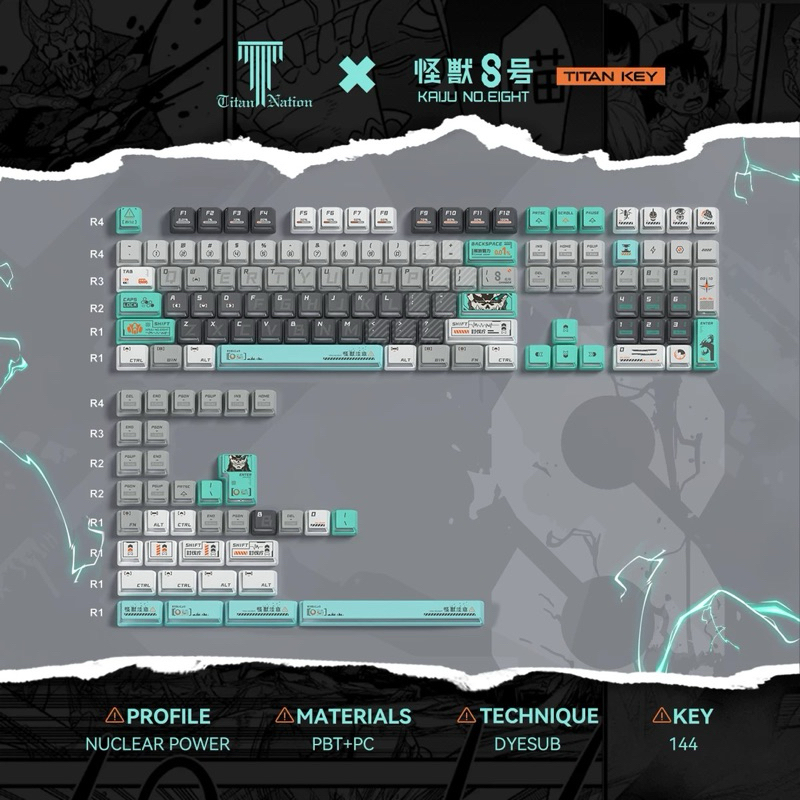 Keycap set Kaiju No 8(Monster #8) from Titan Nation PBT+PC | BigBuy360 - bigbuy360.vn