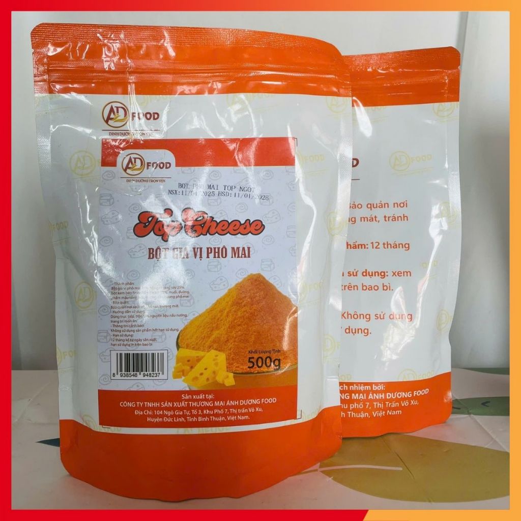 500G BỘT PHÔ MAI TOP CHEESE/SUPPER CHEESE/HÀN QUỐC, ĐA DẠNG MÀU SẮC, VỊ THƠM BÉO PHÔ MAI ĐẶC TRƯNG TRONG TỪNG LOẠI