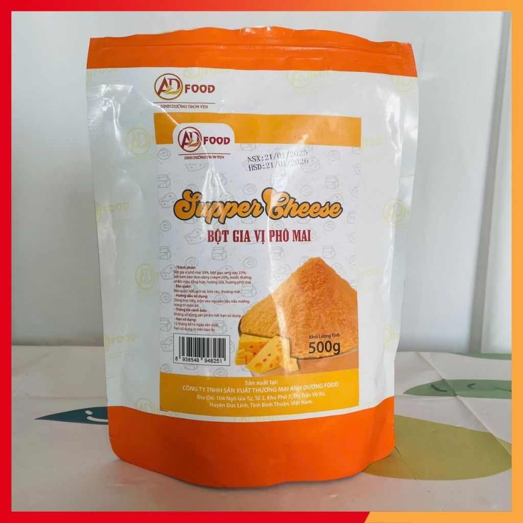 500G Bột phô mai Supper Cheese màu vàng siêu tiện lợi, chuyên dùng pha chế các món nước, vị phô mai thơm ngon béo ngậy