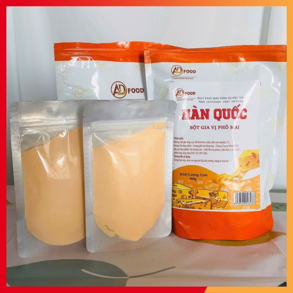 50g bột phô mai Hàn Quốc hồng/vàng nhạt siêu tiện lợi, chuyên dùng cho các món chiên lắc, nướng, làm xốt
