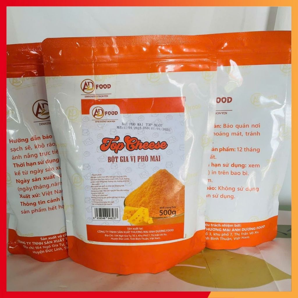 GÓI 1KG Bột phô mai Top Cheese thơm ngon hàng loại ngon, vị mặn, vị ngọt, đa mùi vị, phù hợp với các món chiên nướng,lắc