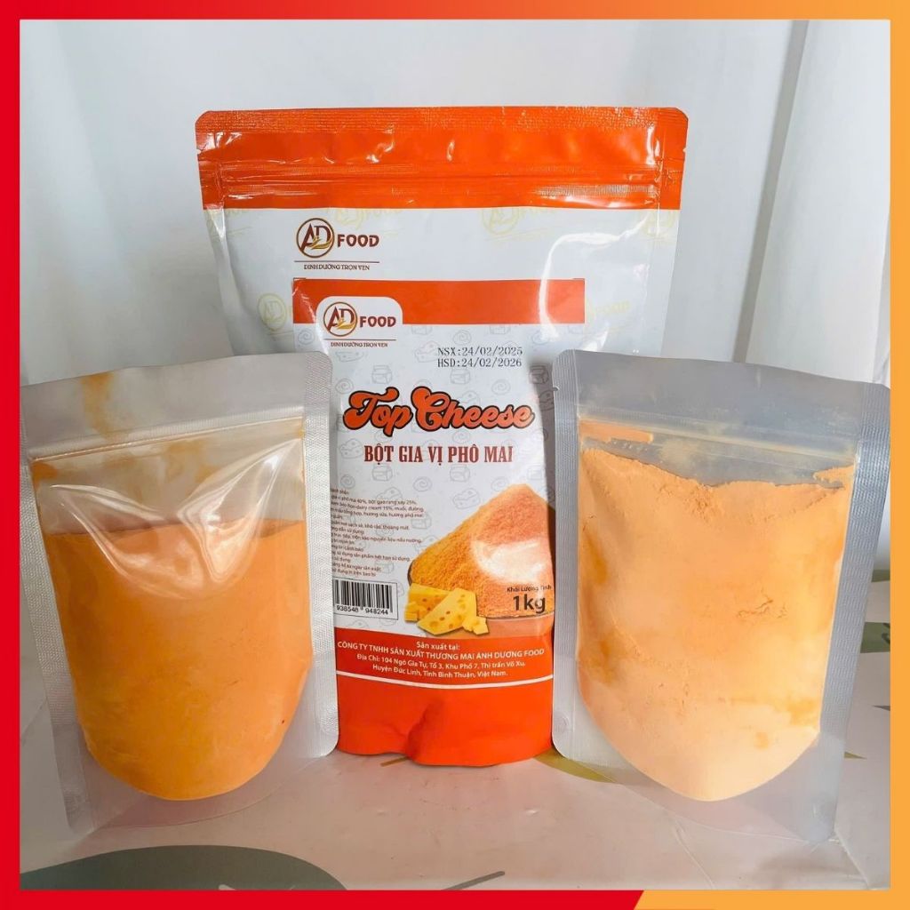 500gr Bột phô mai Top Cheese gam màu cam nổi bật, tô điểm lên các món nướng, chiên lắc, làm xốt