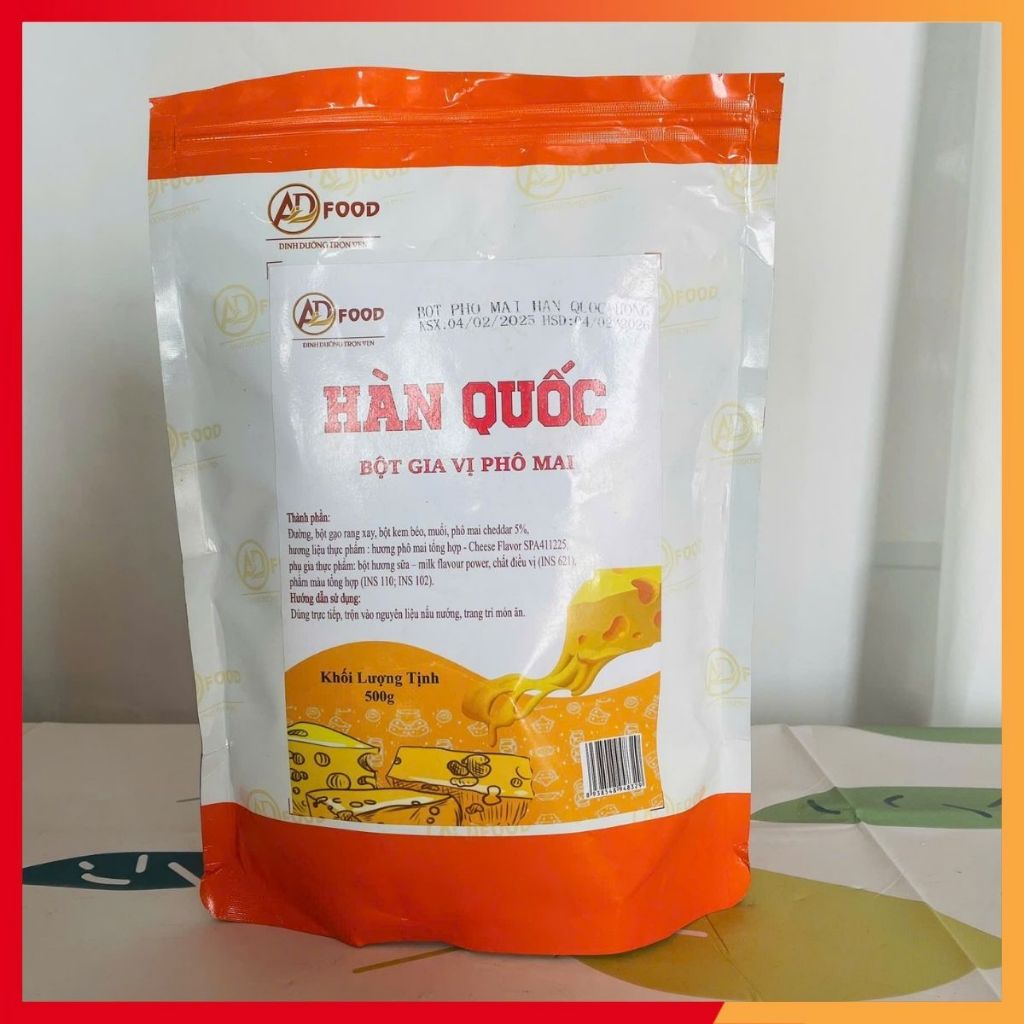 500g Bột phô mai Hàn Quốc vị phô mai truyền thống, thơm ngon béo ngậy, dùng cho các món lắc siêu tiện lợi