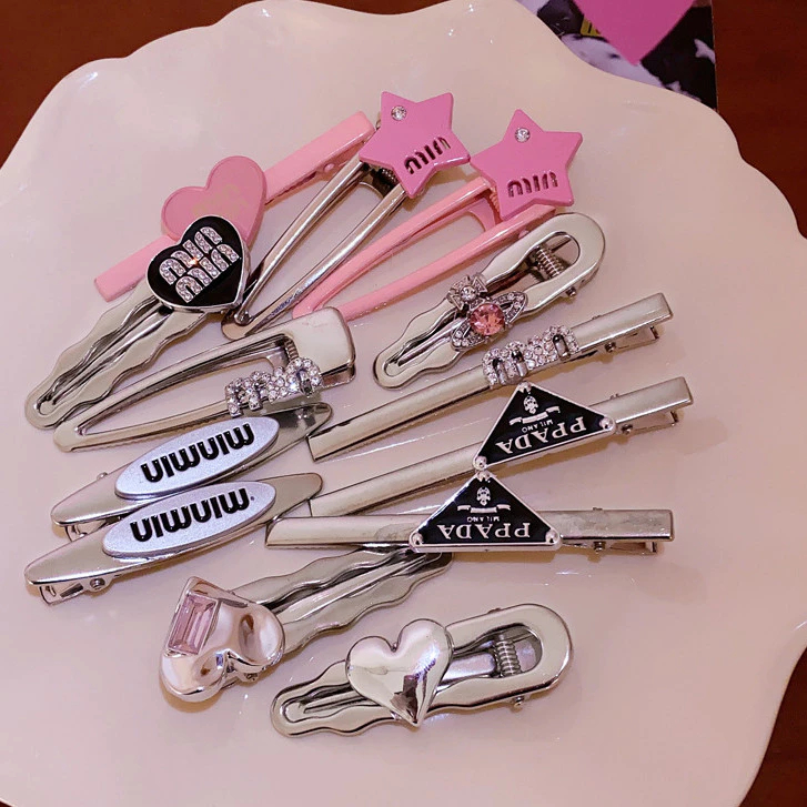 Set 2 Kẹp Tóc Mái Mỏ Vịt Kim Loại Đính Trái Tim/Ngôi Sao/Chữ Min Phong Cách Hàn Quốc Phụ Kiện Tóc Cho Nữ