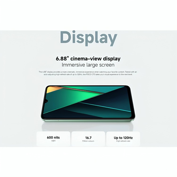 Điện Thoại XIAOMI POCO C75 (8GB+256GB) | Màn hình 6.88" | Pin 5160mAh | Camera kép 50MP
