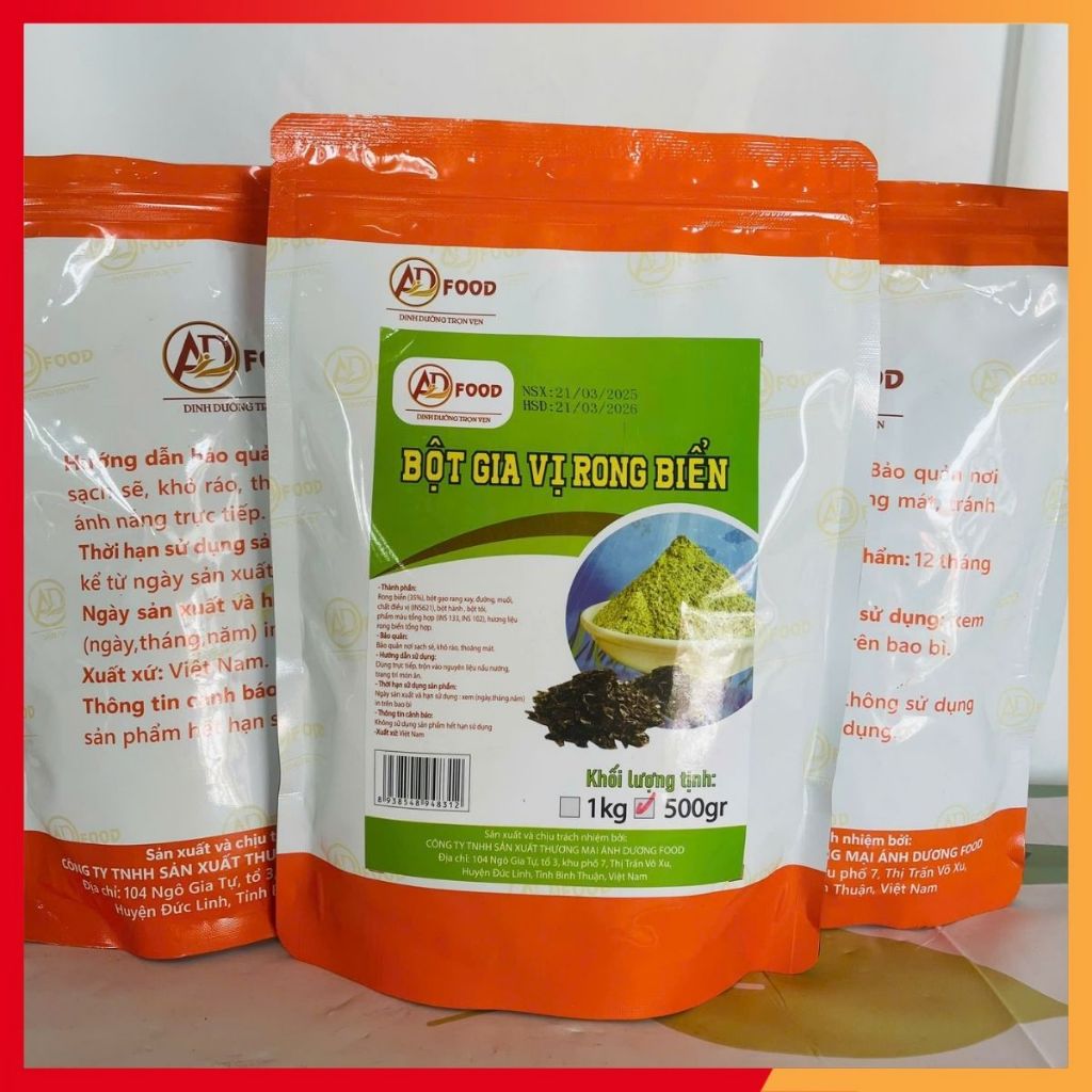 Gói 100g Bột rong biển dùng thử tiện lợi, chuyên dùng làm gia vị nêm nếm, lắc các món chiên nướng, làm soup