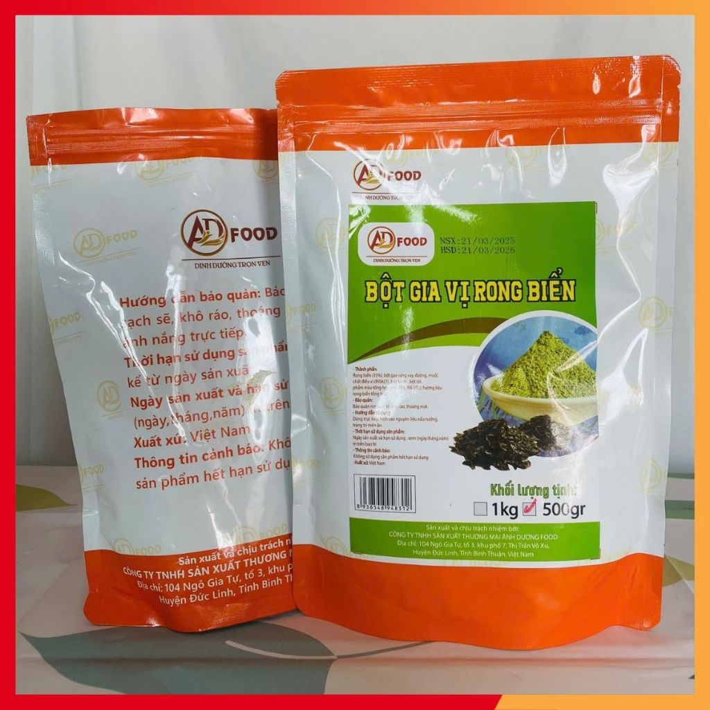 Gói 100g Bột rong biển dùng thử tiện lợi, chuyên dùng làm gia vị nêm nếm, lắc các món chiên nướng, làm soup