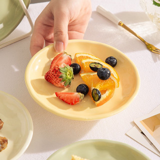 Đĩa gốm- Đĩa tròn đựng bánh dễ thương màu pastel