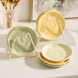 Đĩa gốm- Đĩa tròn đựng bánh dễ thương màu pastel