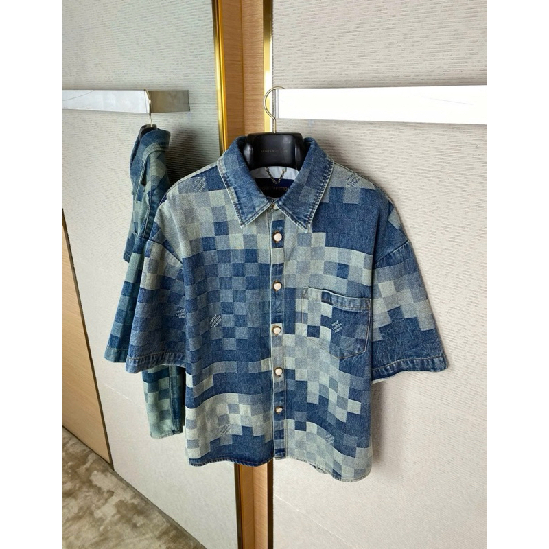 ⚡️[Hight Quality] Bộ Quần / Áo Cộc Denim 1-\/ Marque Deepose 24FW - Điểm Nhấn Logo Ô Vuông Nhỏ Cao Cấp Qccc Nam Nữ