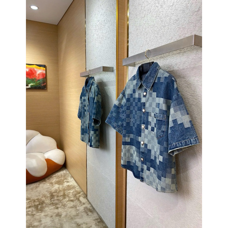 ⚡️[Hight Quality] Bộ Quần / Áo Cộc Denim 1-\/ Marque Deepose 24FW - Điểm Nhấn Logo Ô Vuông Nhỏ Cao Cấp Qccc Nam Nữ