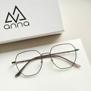Gọng kính thời trang kèm tròng đổi màu khi ra nắng 0 độ ANNA dáng tròn chất liệu kim loại 66018