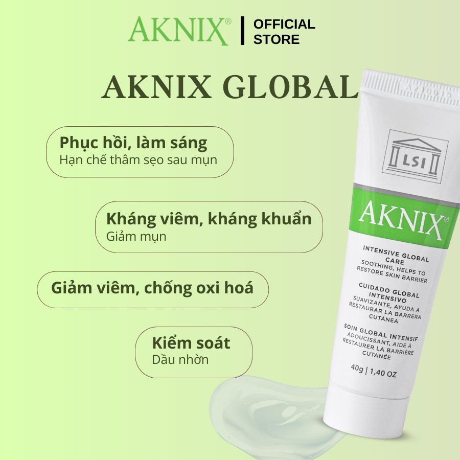 Kem Mụn Viêm AKNIX GLOBAL 40g dành cho mụn viêm, mụn bọc, mụn nang, mụn nội tiết