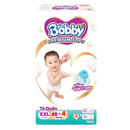 Tã Bỉm Quần Bobby Premium Soft Chính Hãng Công Nghệ Nhật Bản Mỏng,Thấm Hút Nhanh M64/L60/ XL56/XXL52
