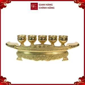 Bộ Kỷ Ngai 5 Chén - Đồng Vàng Cao Cấp - Cửu Diệu Thiên - KN005