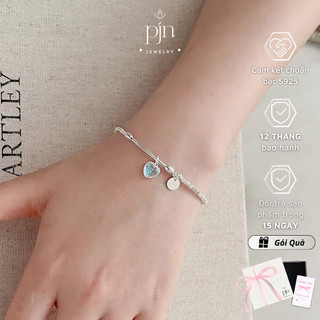 Lắc Tay Bạc 925 Vòng Tay Bạc PJN Trái Tim Đá Blue Moon Phong Cách Phối Đồ Đi Học Đi Chơi Dành Cho Nữ VT14