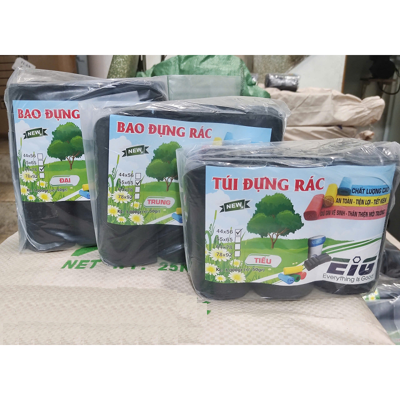 ( Hàng chuẩn 1kg ) Túi đựng rác size Tiểu-Trung-Đại, Túi 3 cuộn túi ...