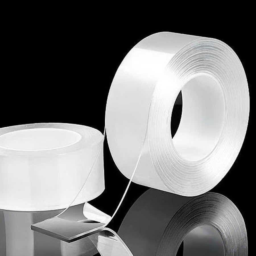 CUỘN BĂNG DÍNH TRONG SUỐT KHÔNG LÀM HƯ BỀ MẶT - Băng Dính 2 Mặt Nano Chịu Lực Tốt-Băng Keo Dán Đồ Vật Chắc Chắn