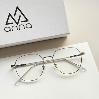 Gọng kính thời trang kèm tròng đổi màu khi ra nắng 0 độ ANNA dáng tròn chất liệu kim loại 66080