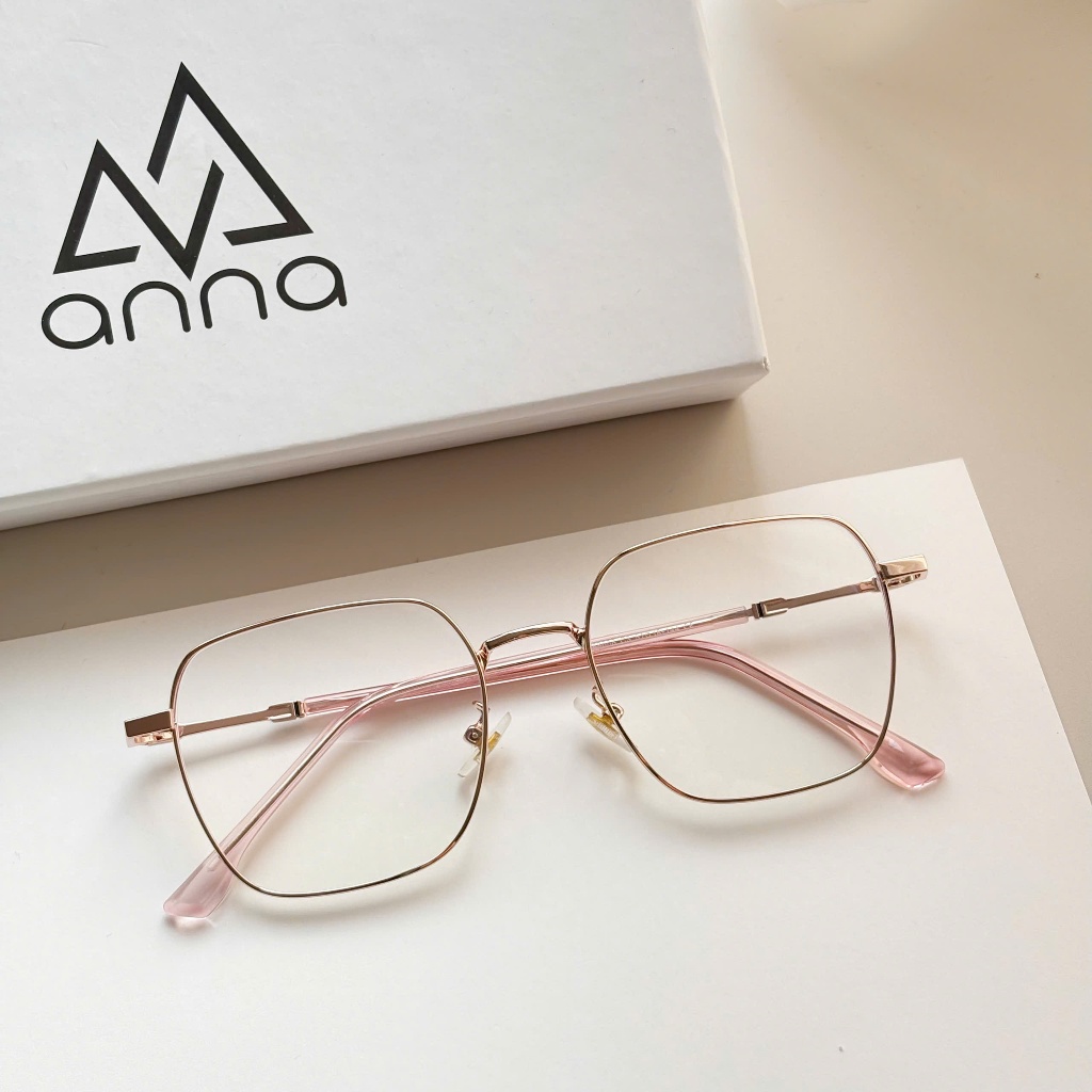 Ảnh Gọng kính mắt thời trang cao cấp nam nữ ANNA dáng vuông chất liệu kim loại 68008 3
