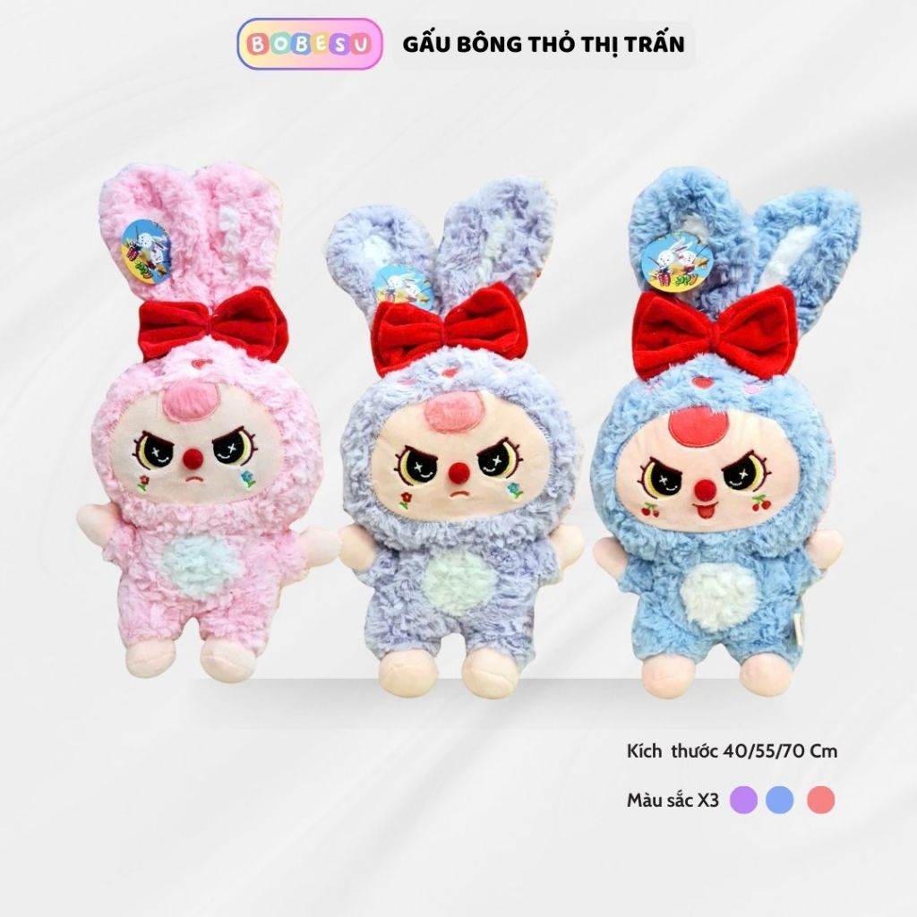 Gấu bông thỏ thị trấn dễ thương Gấu bông bé ba rabbit town mắt dora chất liệu lông xù cao cấp