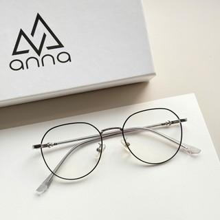 Gọng kính thời trang kèm tròng đổi màu khi ra nắng 0 độ ANNA dáng tròn chất liệu kim loại 68045