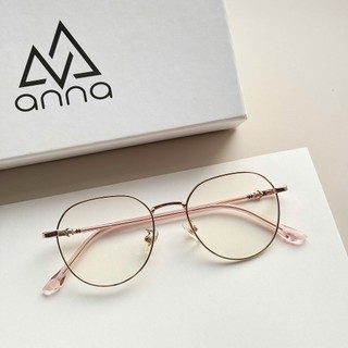 Gọng kính thời trang kèm tròng đổi màu khi ra nắng 0 độ ANNA dáng tròn chất liệu kim loại 68045
