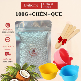 [CHE TÊN]COMBO TIÊU CHUẨN 100G SÁP DỪA KÈM CHÉN VÀ QUE PHẾT GỖ, SÁP WAX CAO CẤP DỄ SỬ DỤNG LYIHOME